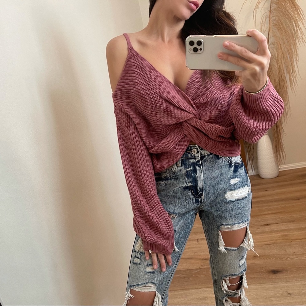 🆕Be Mine Knitted Twist Top | Berry